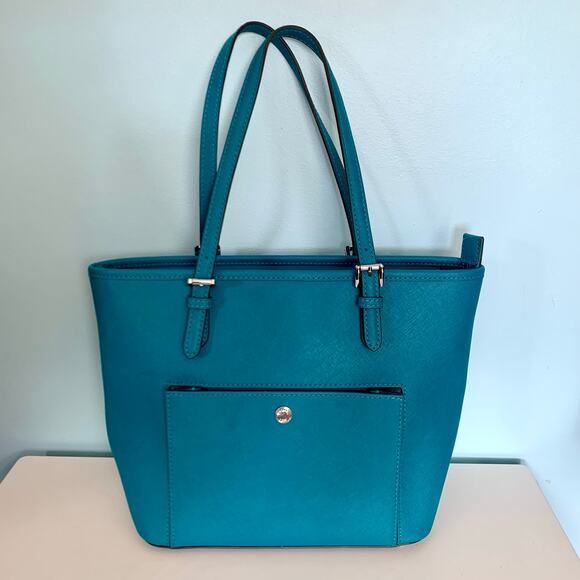 Michael Kors Jet Set Turquoise Convertible Tote Purse - Picture 1 of 10